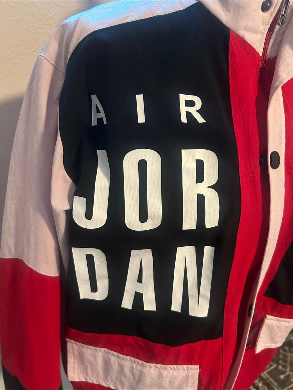 Jordan Red, Black & Pink Colorblock Windbreaker Jacket